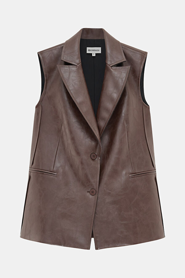 Burgundy Buttoned Women's Jacket
