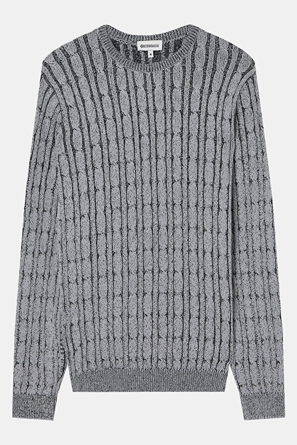 Grey Knitted Pattern Men's Sweater 3
