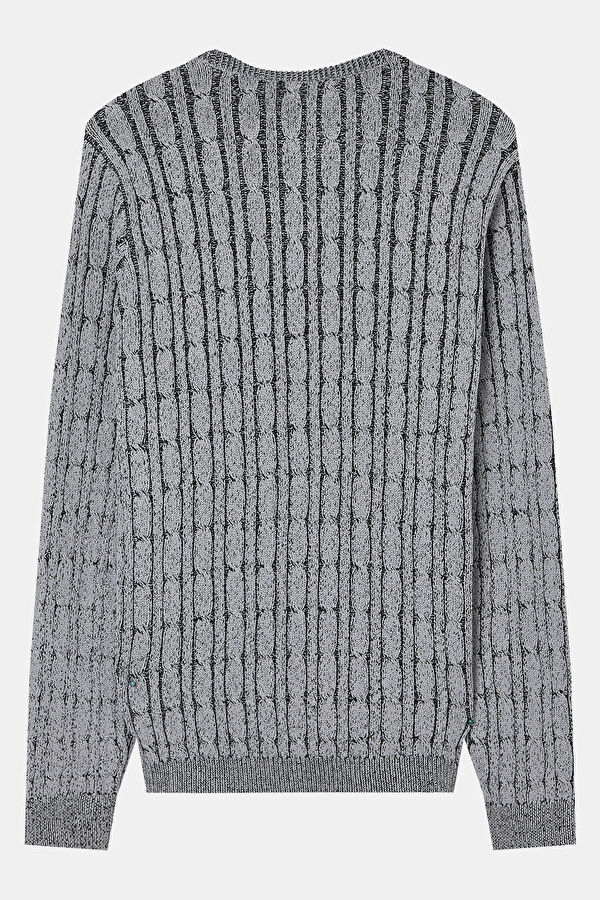 Grey Knitted Pattern Men's Sweater 4