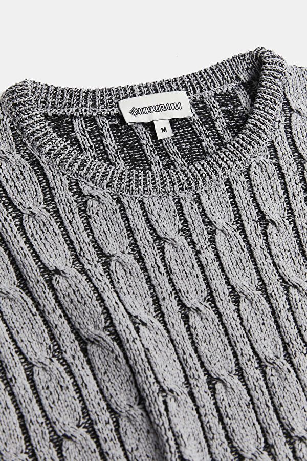 Grey Knitted Pattern Men's Sweater 6