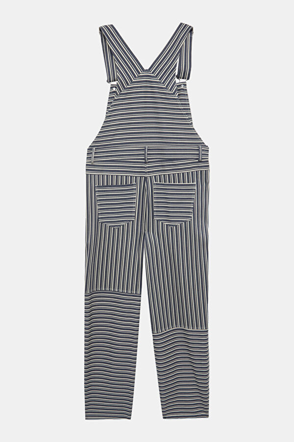 Navy Striped Buttoned Women's Jumpsuit 2