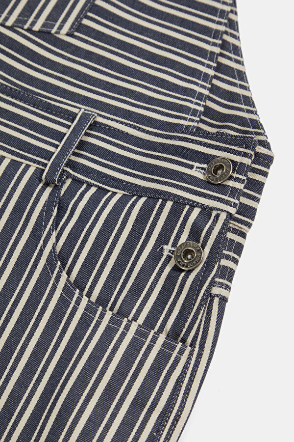 Navy Striped Buttoned Women's Jumpsuit 4