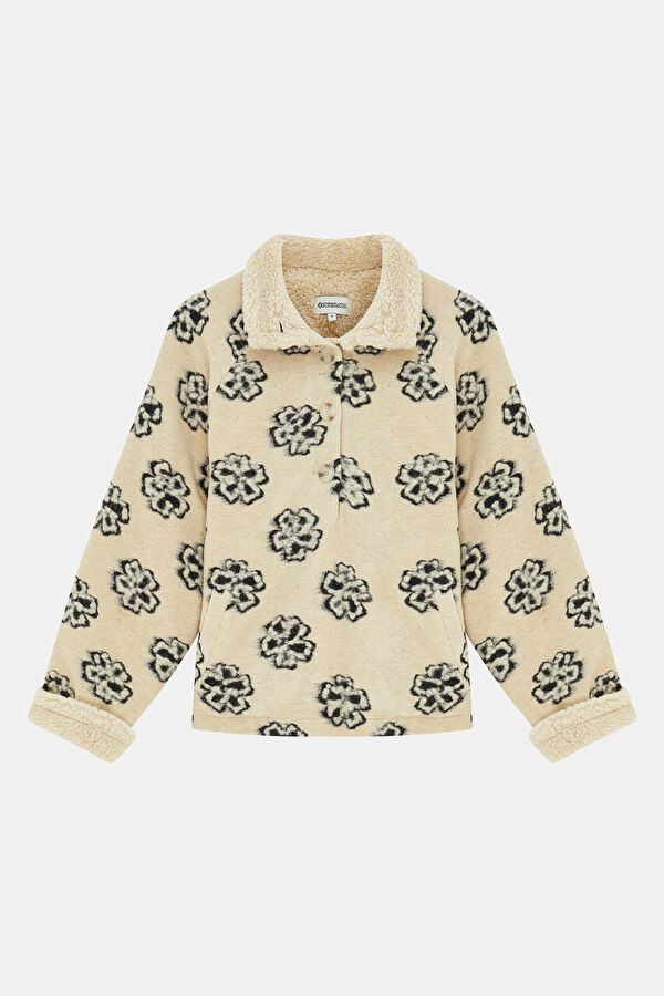 Çok Renkli Dik Yaka Kadın Sweatshirt