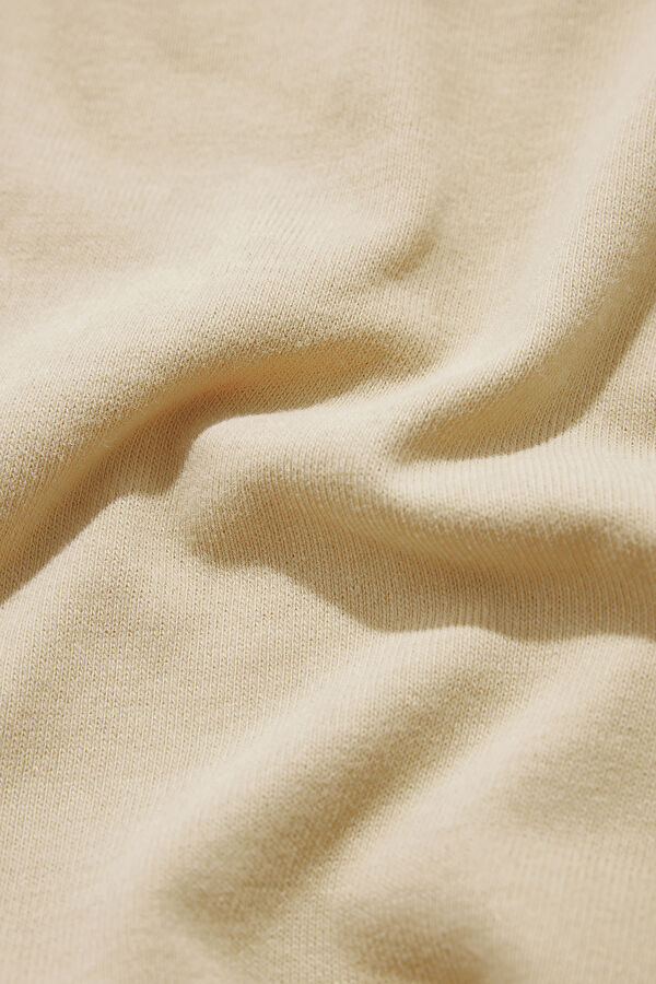 Oversize Beige Crew Neck Printed T-Shirt 7