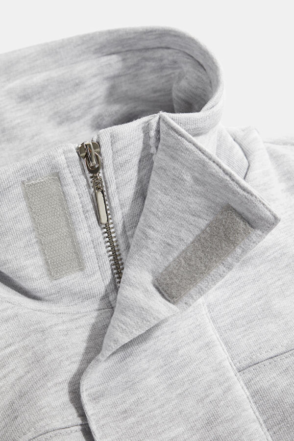 Gri Oversize Dik Yaka Erkek Sweatshirt 3