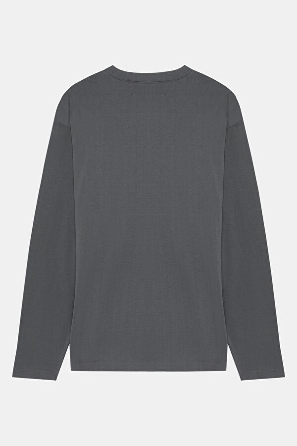 Oversize Crew Neck Printed Gray T-Shirt 2