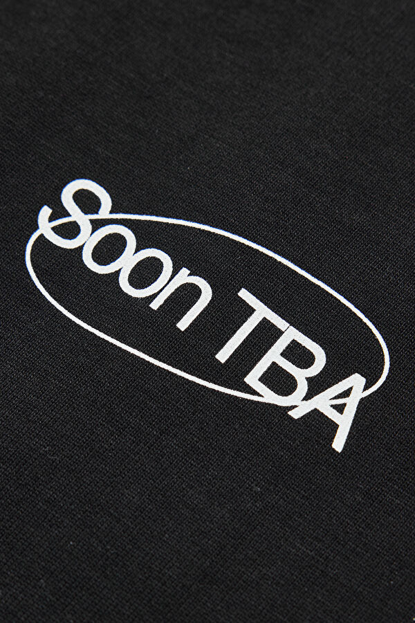 Oversize Black Crew Neck Printed T-Shirt 4