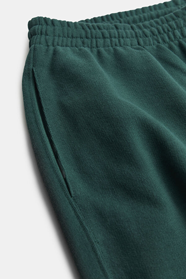 Oversize Yeşil Boru Paça Organik Pamuk Spor Erkek Pantolon 5