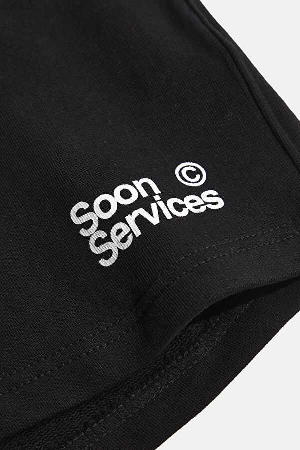 Black Printed Organic Cotton Shorts 5