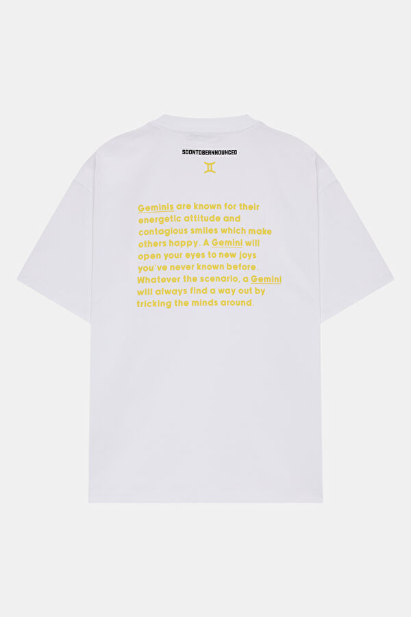 Oversize Beyaz Bisiklet Yaka Baskılı Erkek T-Shirt 2
