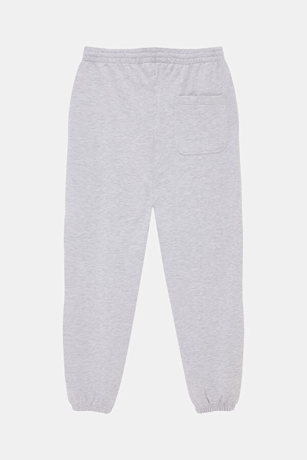 Oversize Gri Boru Paça Organik Pamuk Spor Erkek Pantolon 2