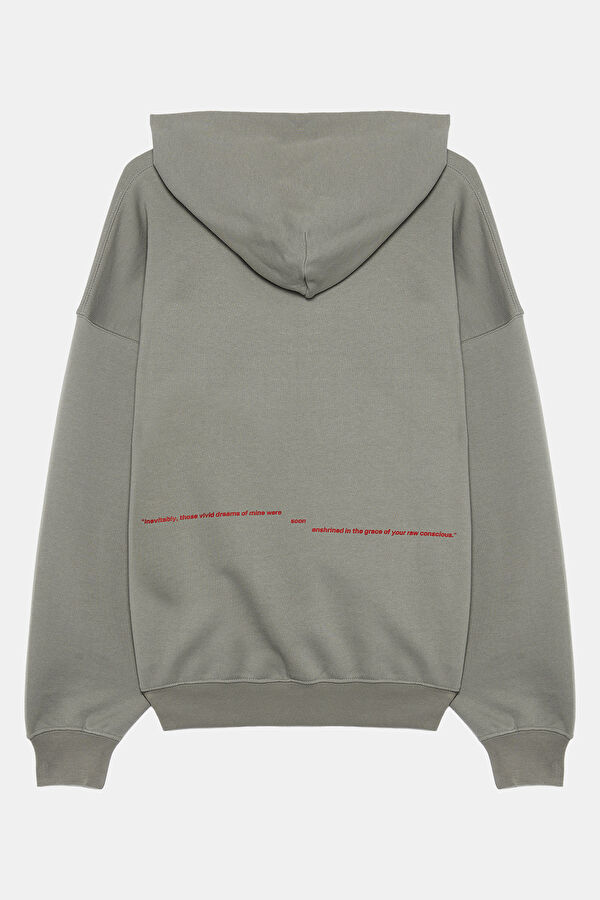 Gri Oversize Bisiklet Yaka Erkek Sweatshirt 2