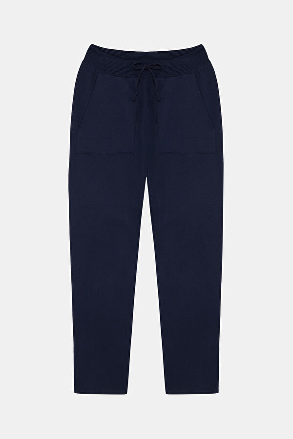 Navy Blue Slim-Fit Viscose Men's Sport Trousers