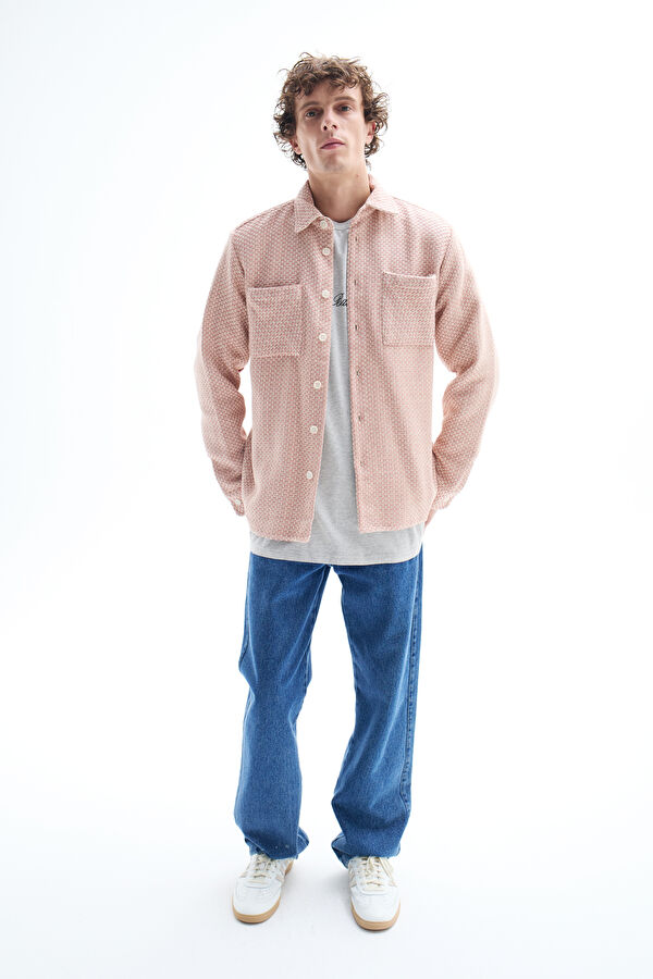 Relax Fit Light Pink Patterned Men's Shirt