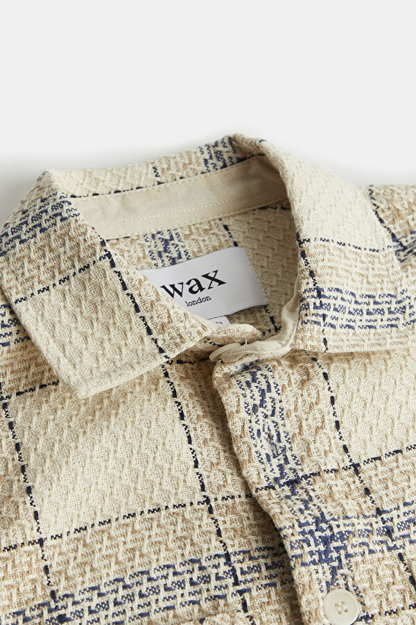 Relax Fit Off-White Plaid Men's Shirt 5