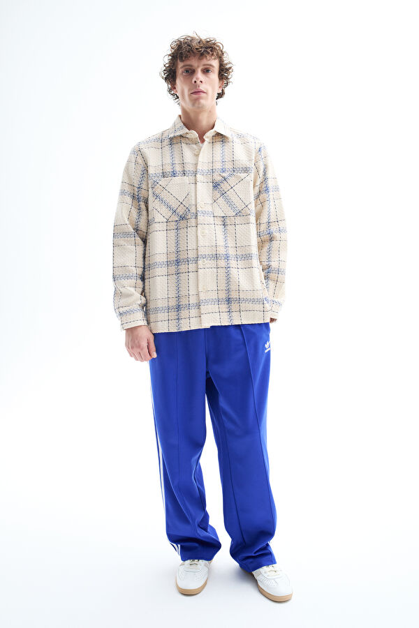 Relax Fit Off-White Plaid Men's Shirt