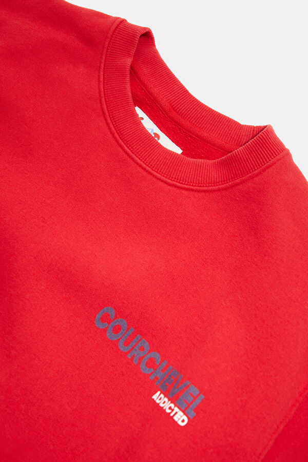 Kırmızı Bisiklet Yaka Erkek Sweatshirt 3