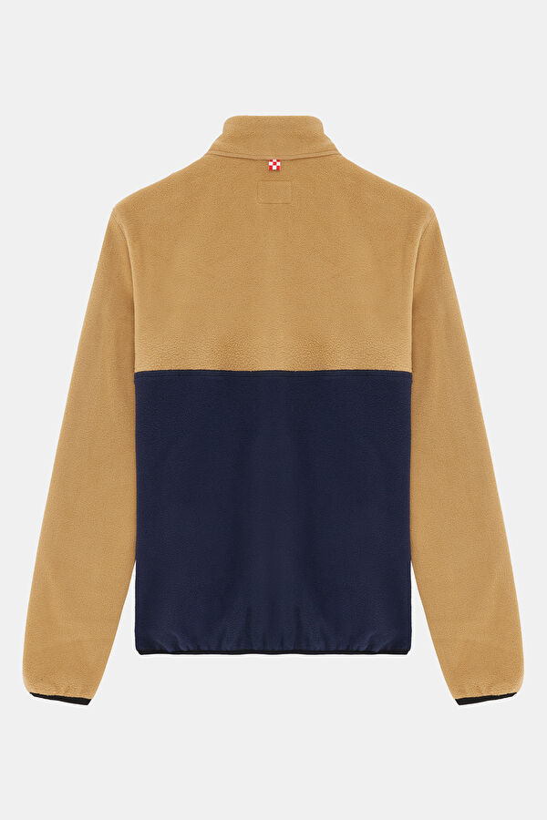 Bej Dik Yaka Erkek Sweatshirt 2