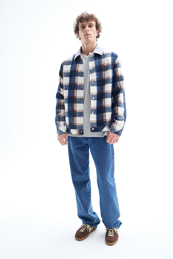 Navy Blue Patterned Men's Shirt