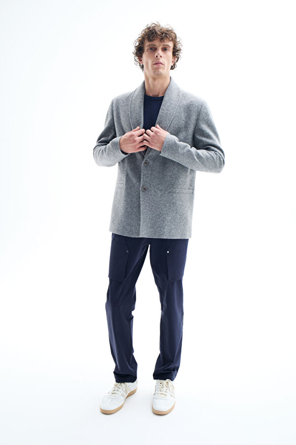 Gray Melange Button Men's Jacket