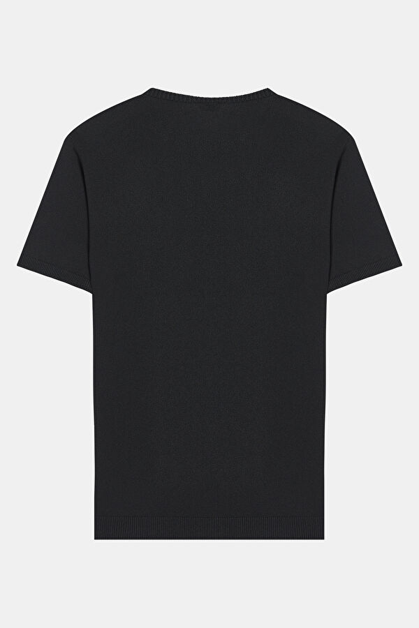 Black Crew Neck Striped Pattern Men's T-Shirt 2