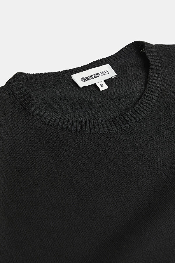 Black Crew Neck Striped Pattern Men's T-Shirt 3