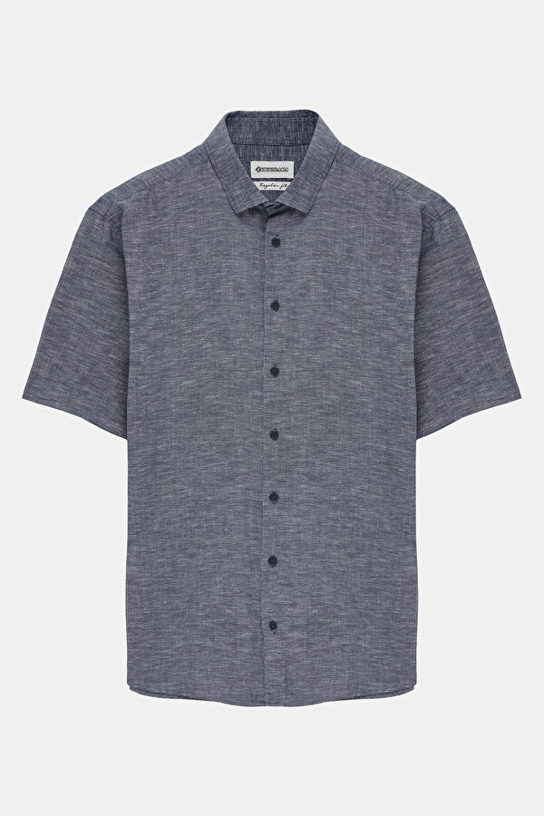 Navy Resort Collar Men's Shirt