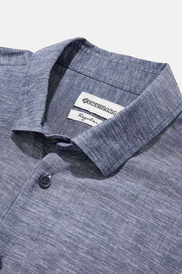 Navy Resort Collar Men's Shirt 3