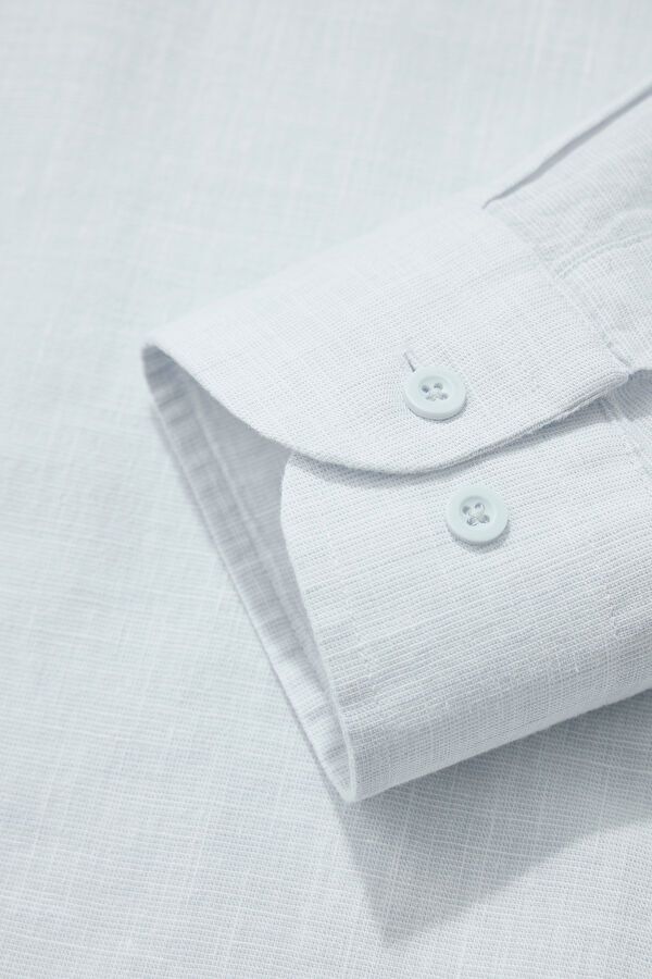 Relax Fit Light Blue Mandarin Collar Men's Shirt 4