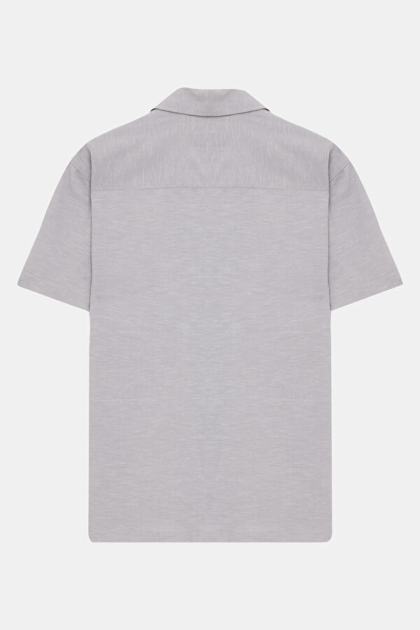 Light Grey Resort Collar Men's Shirt 2