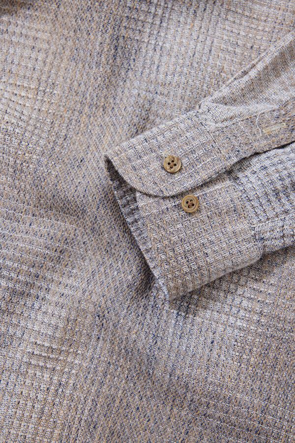 Relaxed Fit Coffee Patterned Mandarin Collar Men's Shirt 4