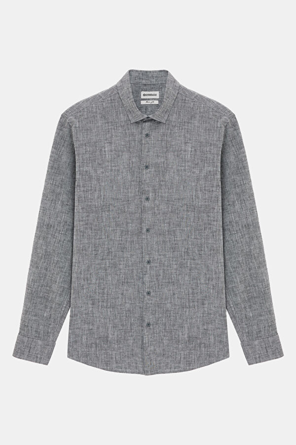 Slim Fit Dark Grey Regular Men's Shirt