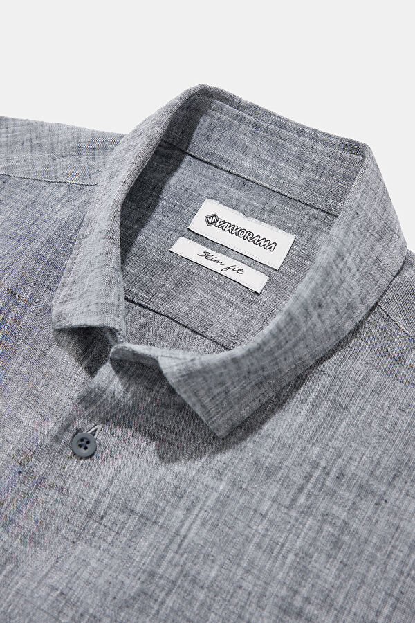 Slim Fit Dark Grey Regular Men's Shirt 3