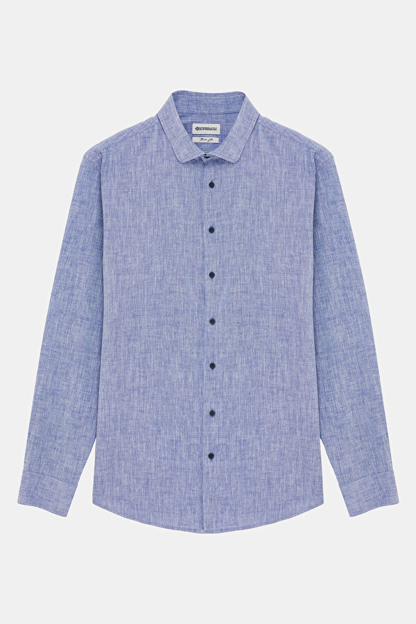 Slim Fit Dark Blue Regular Men's Shirt