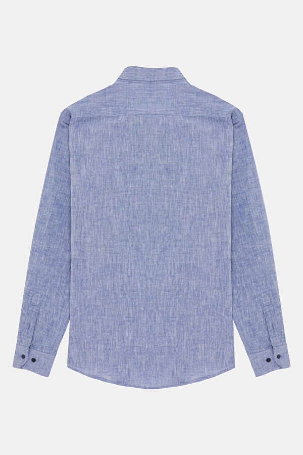 Slim Fit Dark Blue Regular Men's Shirt 2