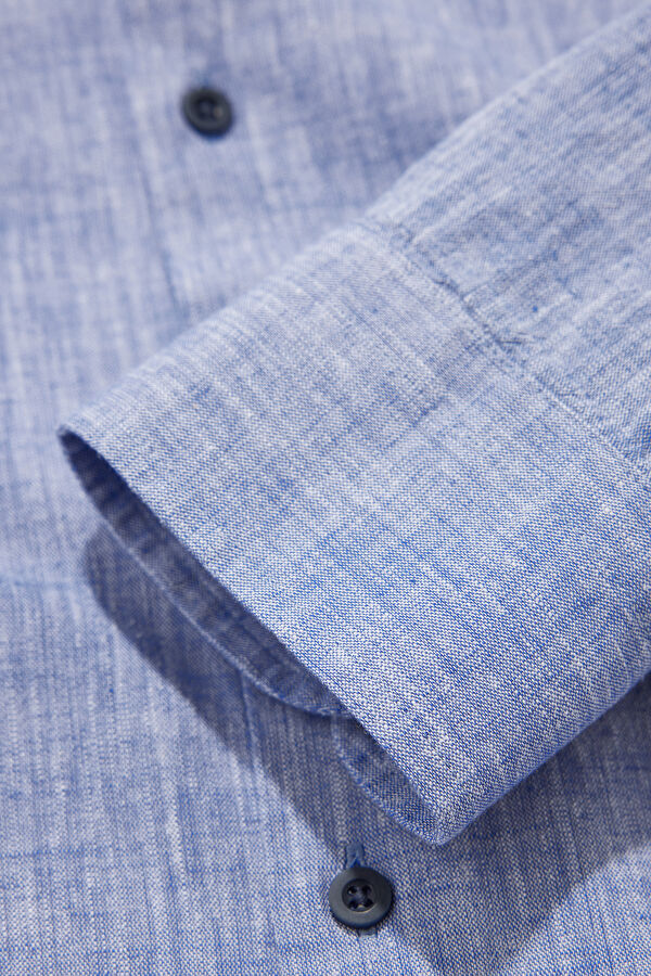 Slim Fit Dark Blue Regular Men's Shirt 4