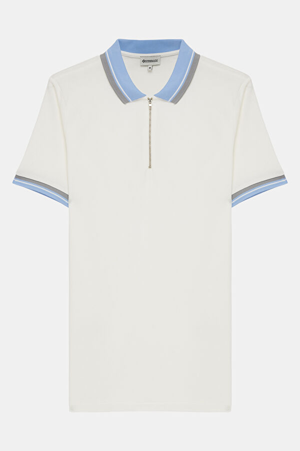 Ecru Polo Neck T-Shirt