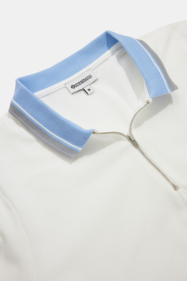 Ecru Polo Neck T-Shirt 3