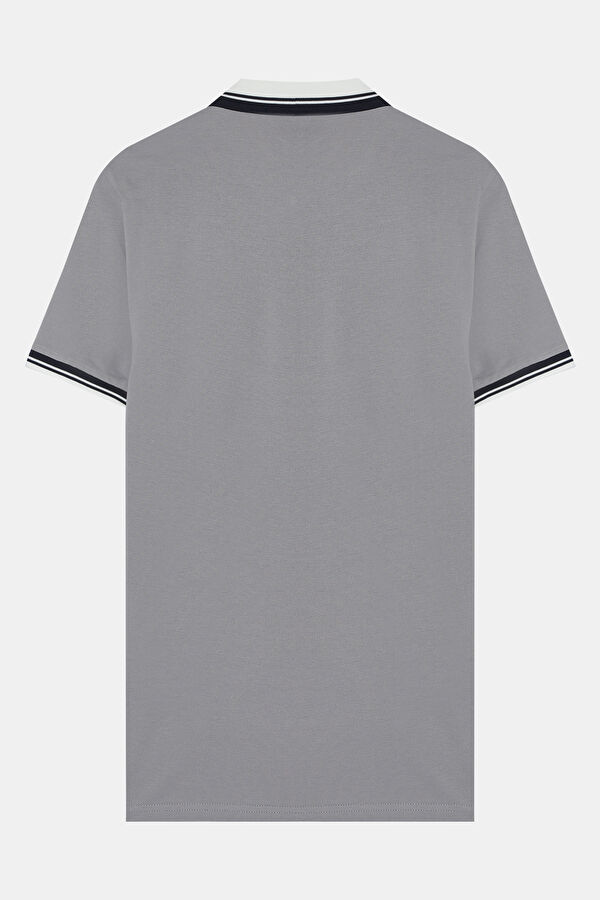 Grey Polo Collar Men's T-Shirt 2
