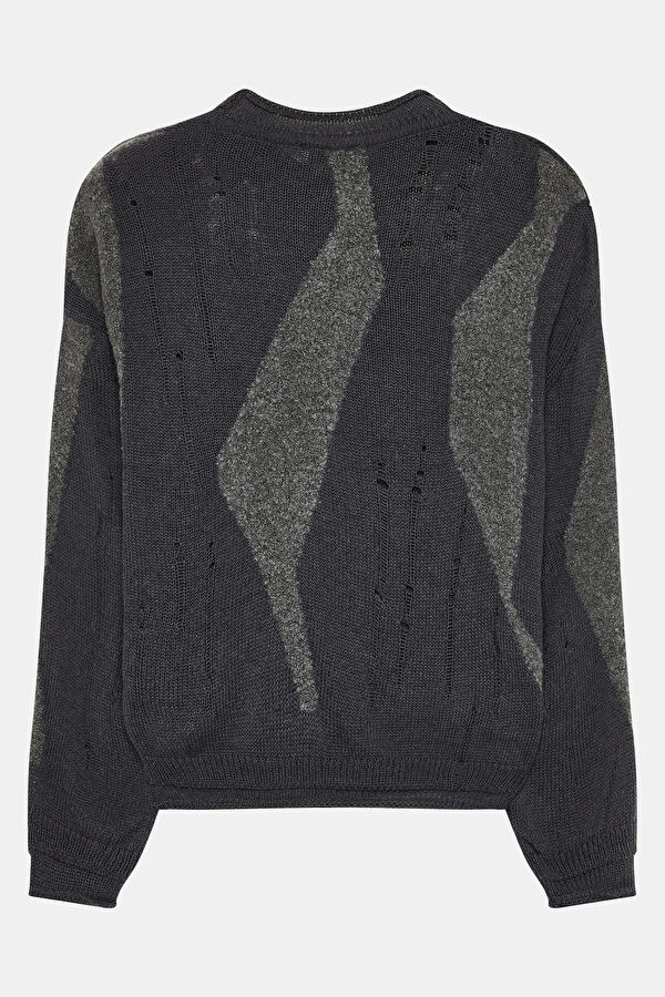 Black Patterned Knitted Women's Sweater 2