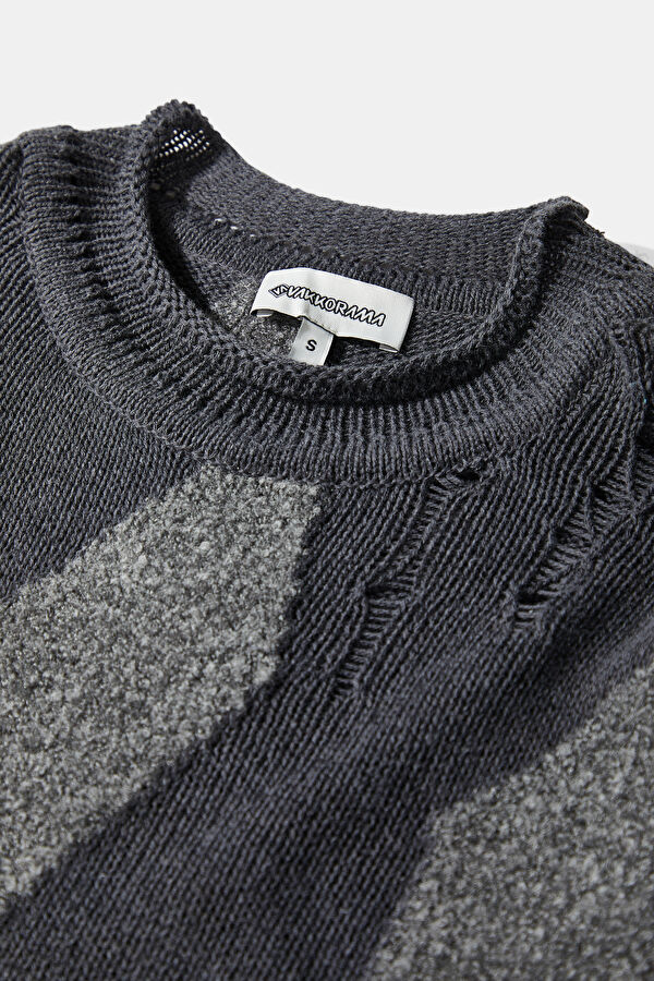 Black Patterned Knitted Women's Sweater 3