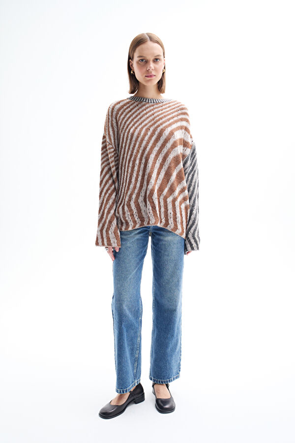 Colorful Patterned Knitted Women's Sweater
