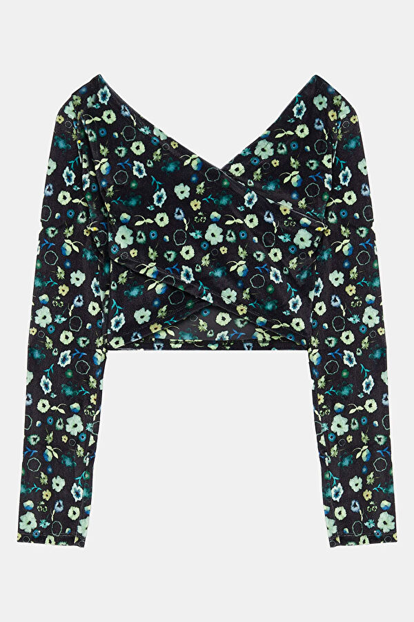 Colorful Floral Pattern Long-Sleeved Women's Blouse 2