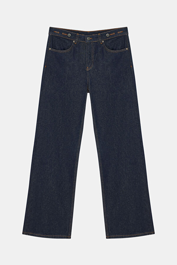 Dark Blue Straight Leg Women's Trousers