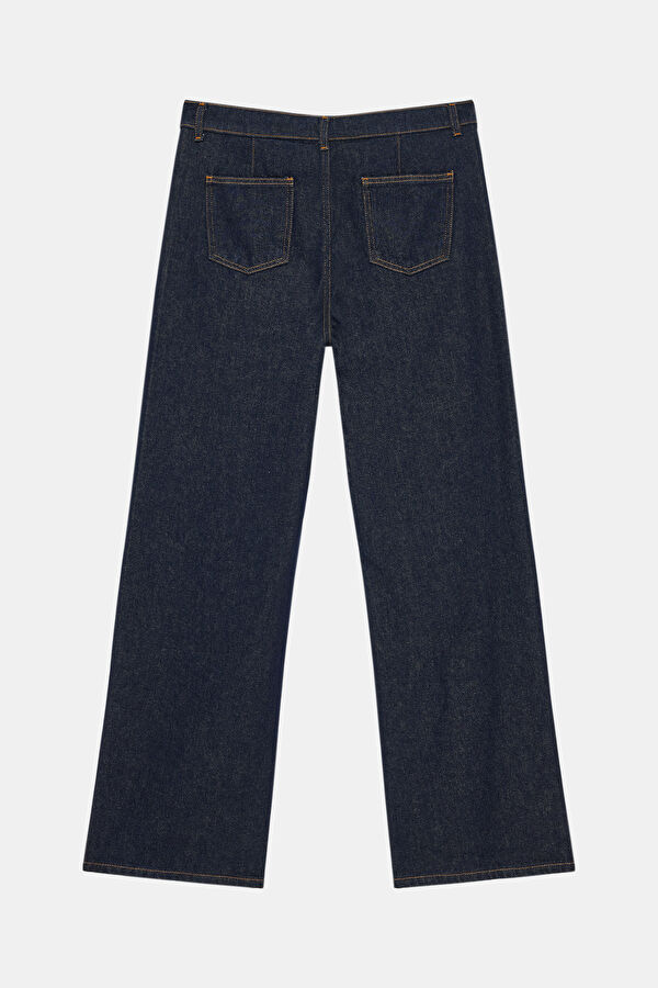 Dark Blue Straight Leg Women's Trousers 2