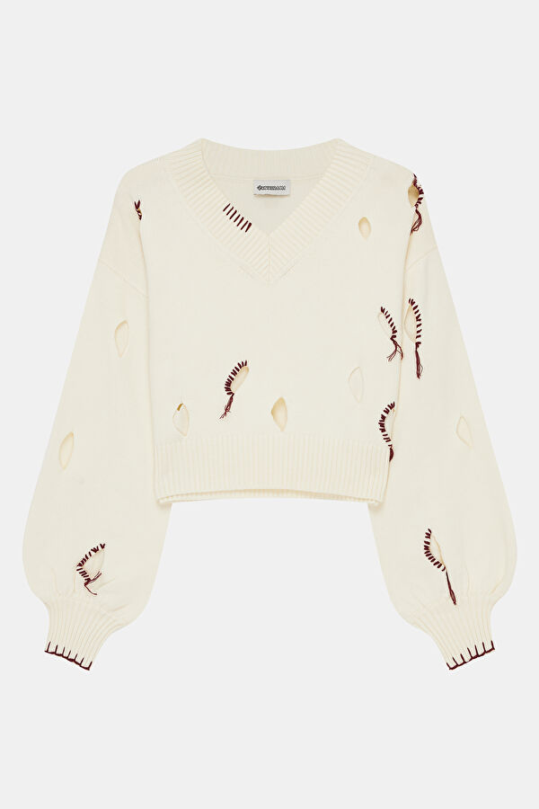 Ecru Knitted Women's Sweater