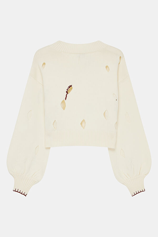 Ecru Knitted Women's Sweater 2