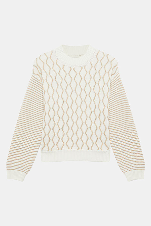 Beige Knitted Pattern Women's Sweater