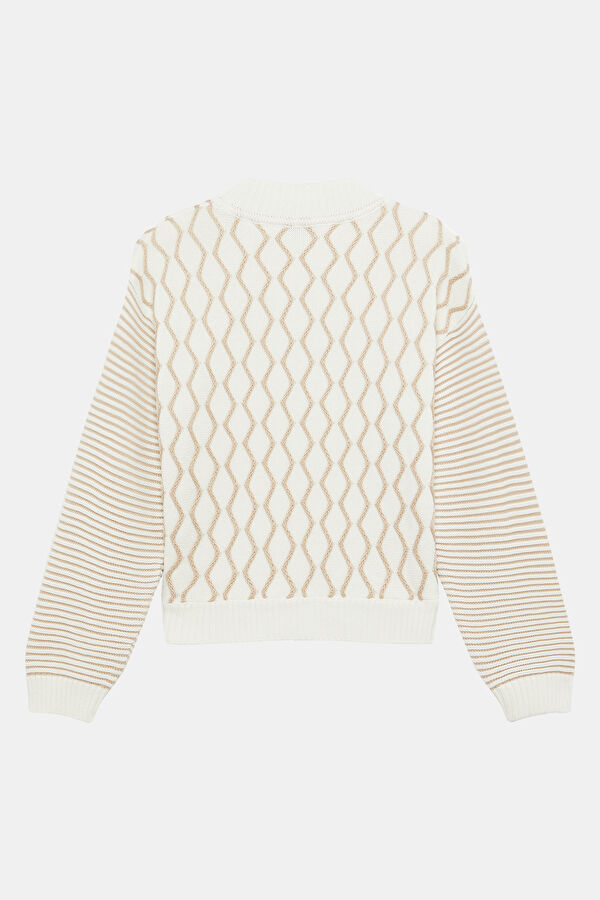 Beige Knitted Pattern Women's Sweater 2