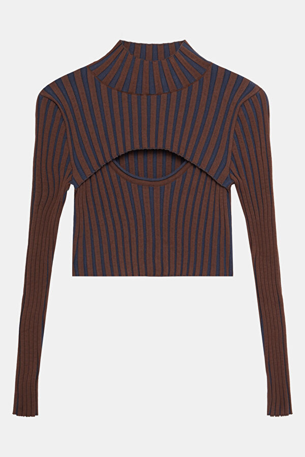 Navy Blue Long-Sleeved Women's Blouse